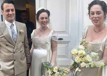 Yedi aylık gebe Demet Evgar ve Levent Babataş düğün yaptı